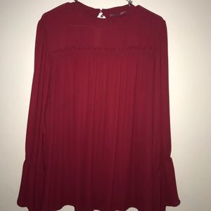 Burgundy long sleeve blouse